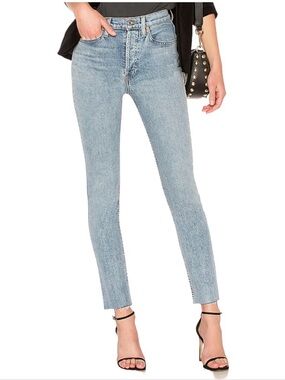RE/DONE Originals High Rise Ankle Crop Raw Hem Jeans Size 26